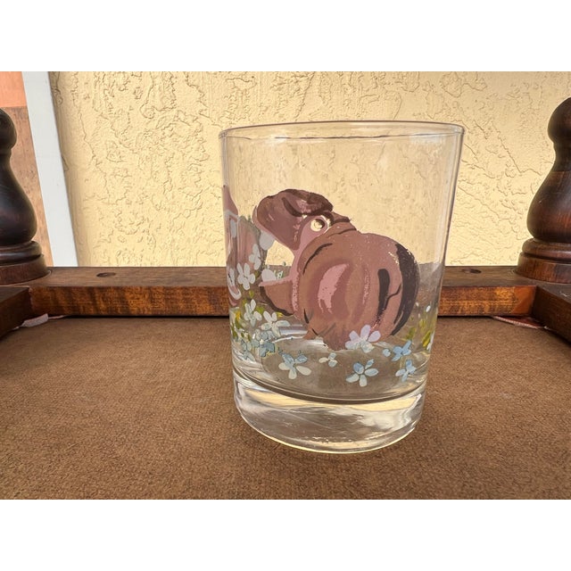 Tan 1960s Dorothy Thorpe Style Painted Hippos Glass For Sale - Image 8 of 8