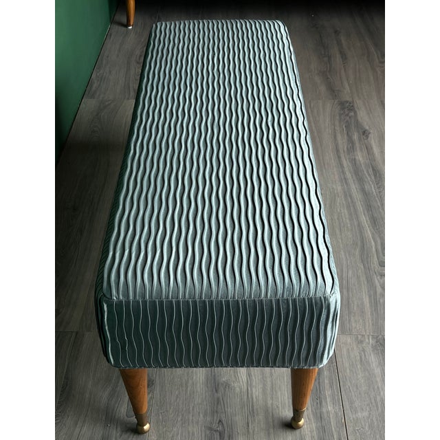 Wood 1960s Mid-Century Modern Upholstered Bench For Sale - Image 7 of 9