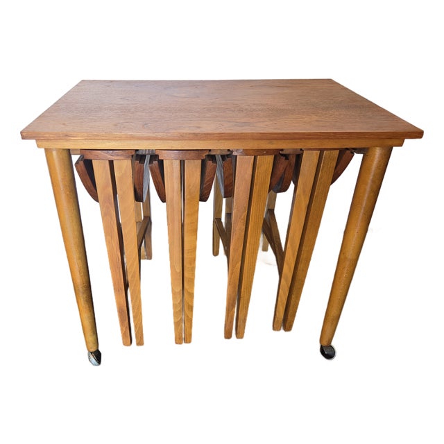 Mid Century Danish Modern Teak Nesting Tables Poul Hundevad Set 5 Tables For Sale