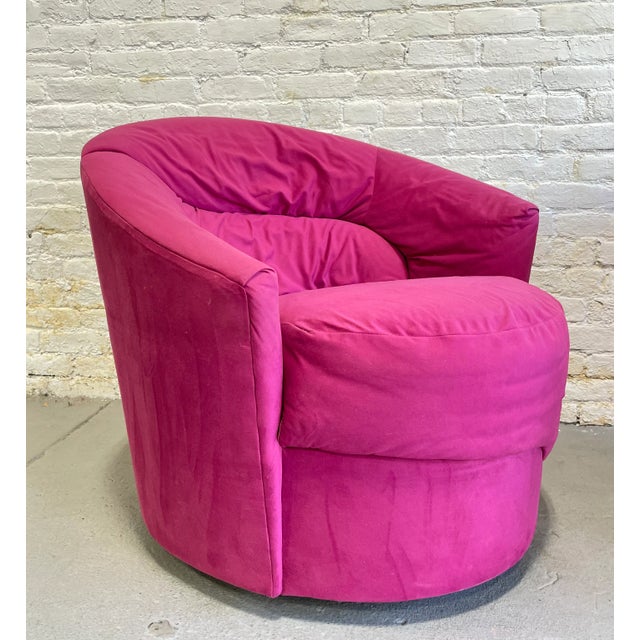 Pink Postmodern Swivel Lounge Chair / Armchair, C. 1980's For Sale - Image 13 of 13