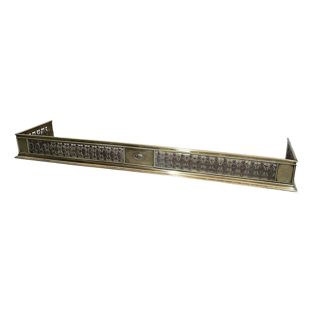 Large Georgian Brass and Cut Steel Fender For Sale