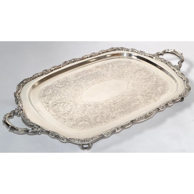 Victorian 1930s Heavy Countess International Silver Company Crown Trade Mark Footed Serving Platter For Sale - Image 3 of 12