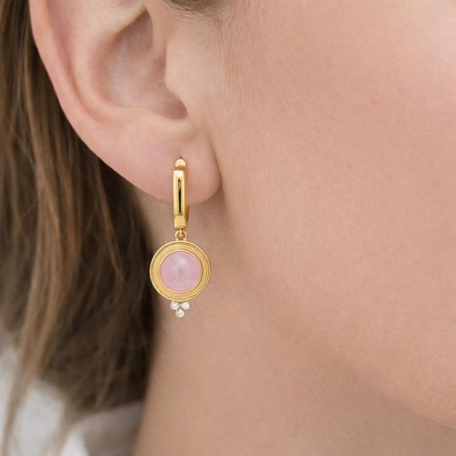 Vintage Inspired Pink Quartz and Colorless Topaz Drop Earrings Silver, Gold, A Pair For Sale - Image 6 of 6
