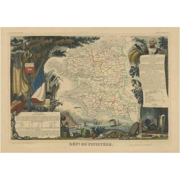 Antique Map of the Department of Finistère For Sale - Image 6 of 6