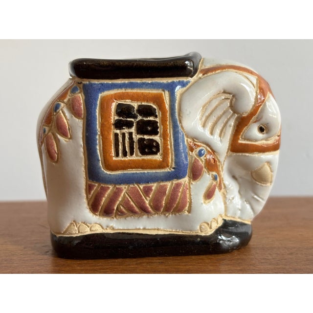 1980s Tiny Elephant Garden Stool Shaped Vessel For Sale - Image 4 of 10