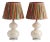 Mid Century Modern Ceramic Glass Gourd Lamps and Pleated Handmade Lampshades - a Pair For Sale