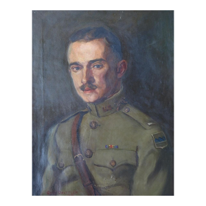 Early 20th Century Ww1 Soldier Portrait Painting
