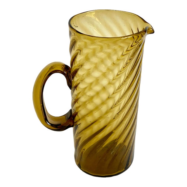 Mid-Century Mexican Artisan Handblown Pitcher For Sale