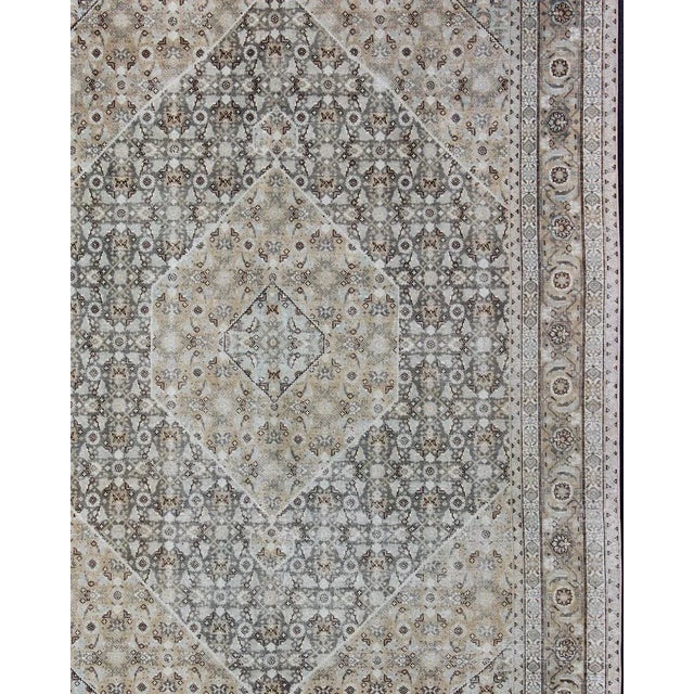 Early 20th Century Antique Persian Tabriz Carpet With Geometric Diamond Design in Earth Tones For Sale - Image 4 of 13