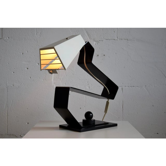 Mid-Century Modern Black and White Table Desk or Nightstand Lamp For Sale - Image 12 of 14