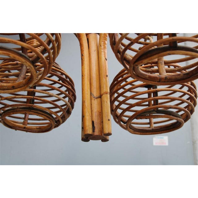 1950s Italian Bamboo Chandelier, 1950 For Sale - Image 5 of 15