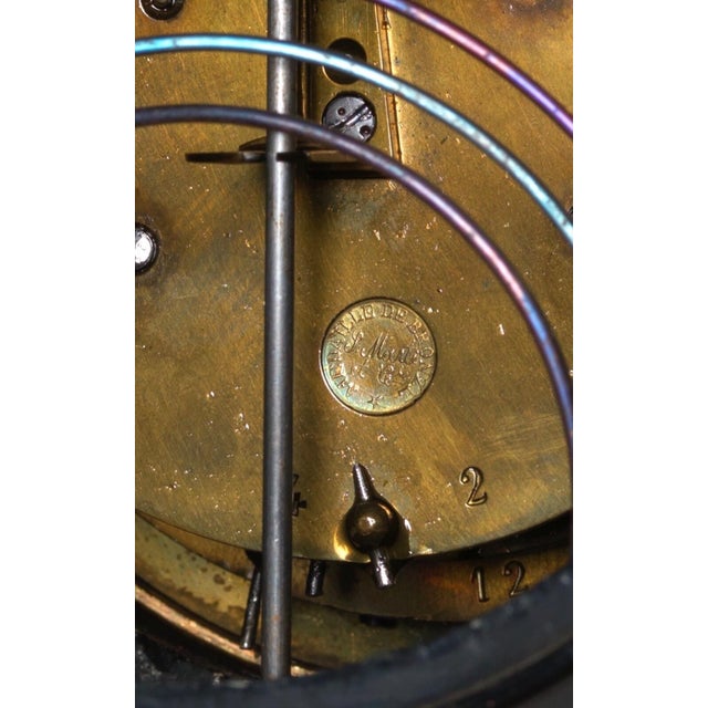 Antique Samuel Marti French Rouge Marble &Bronze 8 Day Mantle Clock Garniture For Sale - Image 11 of 14
