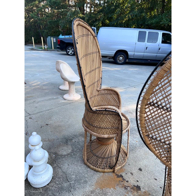 Khaki 1970s Vintage Peacock Chairs- a Pair For Sale - Image 8 of 12