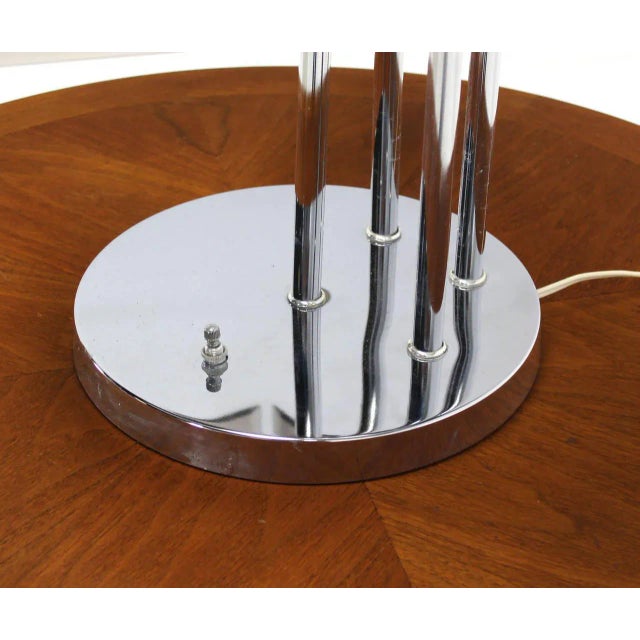 Chrome and Smokes Glass Shade Mid-Century Modern Table Lamp For Sale - Image 6 of 9