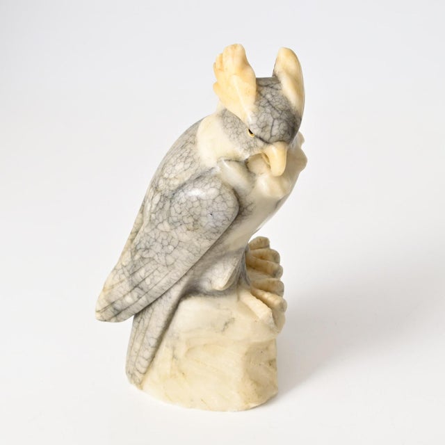 Stone Art Deco Carved Alabaster Sculpture of Cockatoo, 1930s For Sale - Image 7 of 12