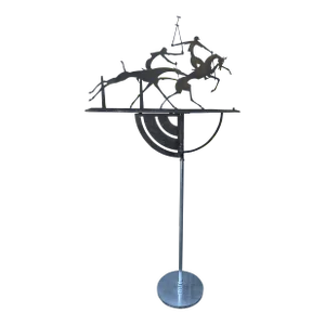1920s Art Deco Polo Players With Horses Weathervane by Wilhelm Hunt Diederich