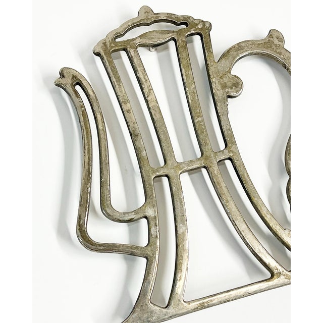 Italian Vintage Italian Zinc Silverplate Coffee Pot Trivet For Sale - Image 3 of 9