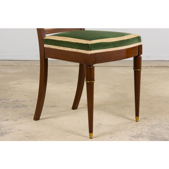 1930s French Art Deco Mahogany Dining Chairs in Olive Green Velvet - Set of 6 For Sale - Image 13 of 18