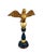 Add a playful touch to your space with this unique European hand-carved wood bird sculpture. Standing majestically on a...