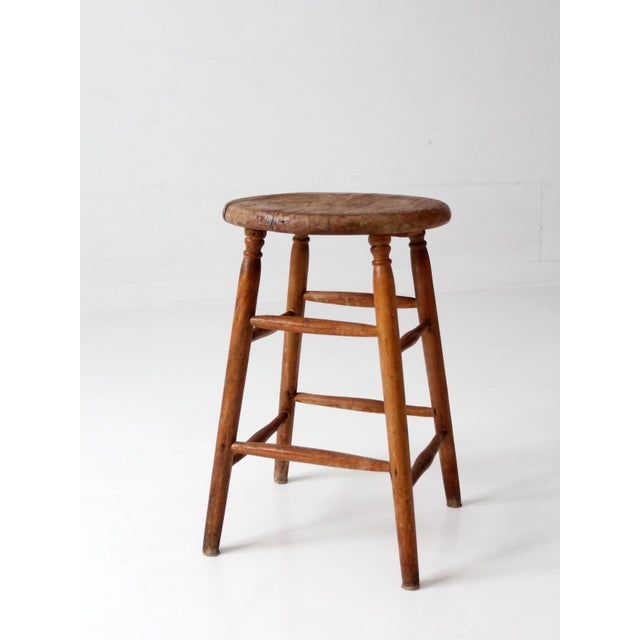 Antique Primitive Farmhouse Stool For Sale - Image 4 of 13