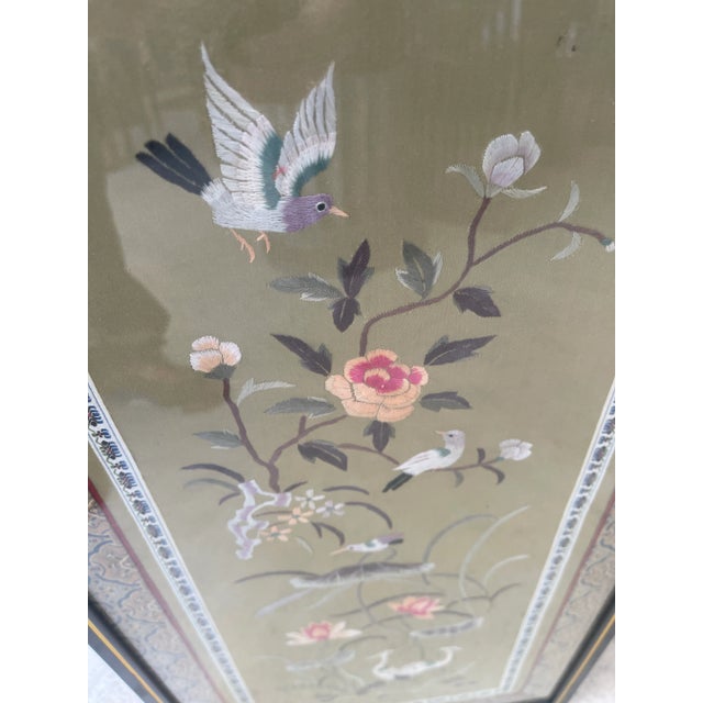 Pair of Vintage Chinese Silk Embroidery Panel Framed For Sale - Image 9 of 10