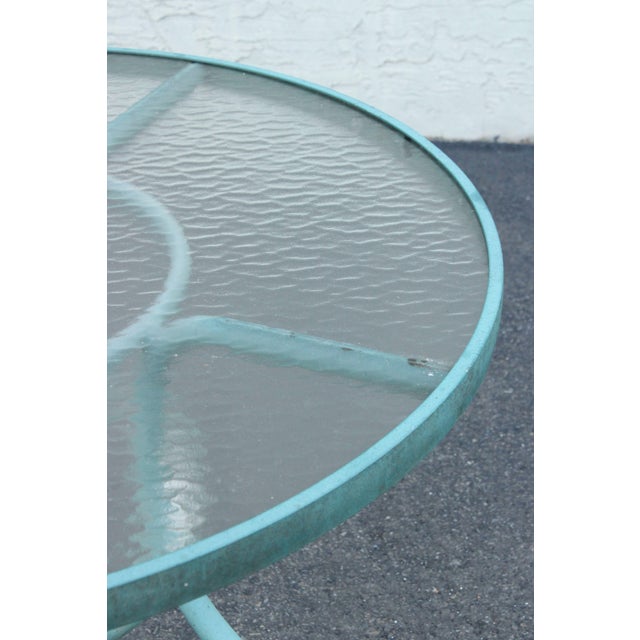 Metal Woodard Round Glass Top Outdoor Patio Dining Table For Sale - Image 7 of 12