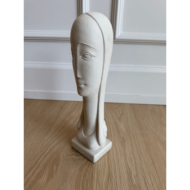 Rima Padova 1970s Rima Padova Modernist Plaster Bust Sculpture, Signed – 11” For Sale - Image 4 of 11