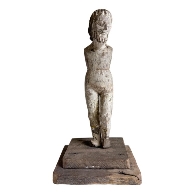 Antique Male Santos Figure on Wood Base For Sale