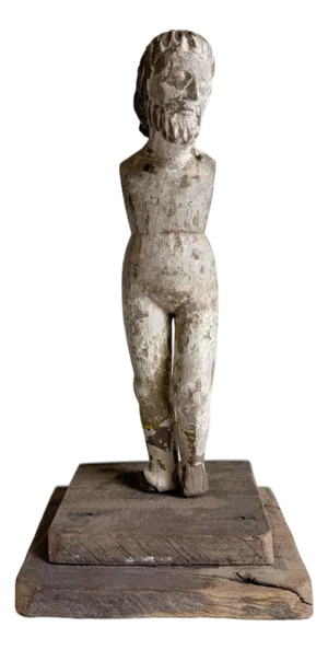 Antique Male Santos Figure on Wood Base