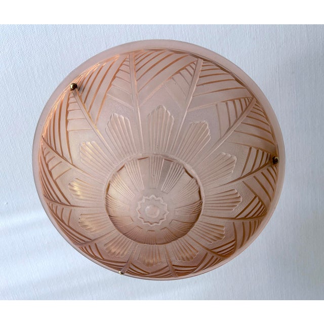 Art Deco French Pink Glass Pendant Light, 1930s For Sale - Image 18 of 18