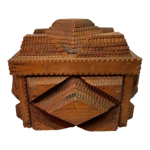 Late 18th Century Heavily Carved Tramp Art Box