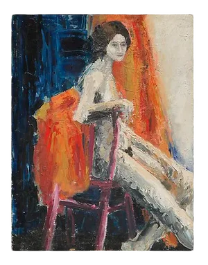 1990s "Swan" Abstract Figurative Female Nude Oil Painting