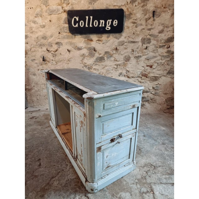 French Shop Counter in Oak and Zinc, 1900s For Sale - Image 6 of 18
