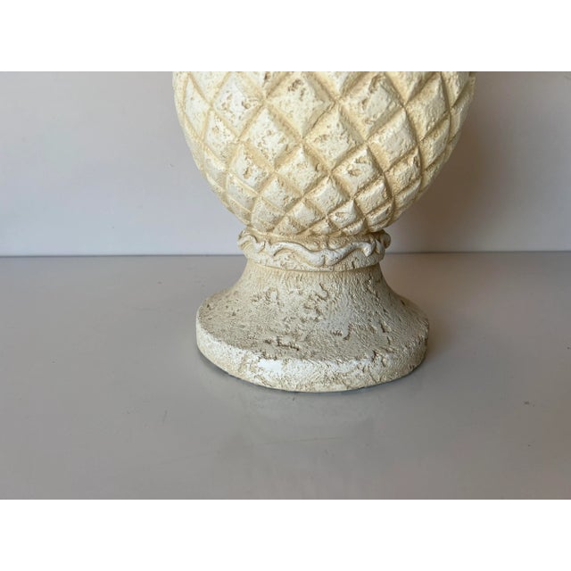 Tropical Palm Beach - Style White Plaster Pineapple Table Lamp/ Sold For Sale - Image 4 of 12