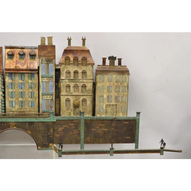 Mid 20th Century Curtis Jere Mid Century Modern Large Mixed Metal Copenhagen City Wall Sculpture For Sale - Image 5 of 12