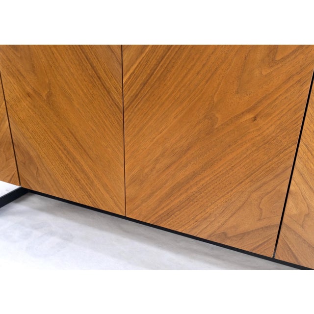 Walnut 4 Doors Credenza Marble Carrara Top Bracket Leg Mint For Sale - Image 6 of 18