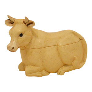 1960s Large Reclining Cow Tureen - Artisan Lidded Tureen - Rustic Farmhouse Decor - Maitland- Smith