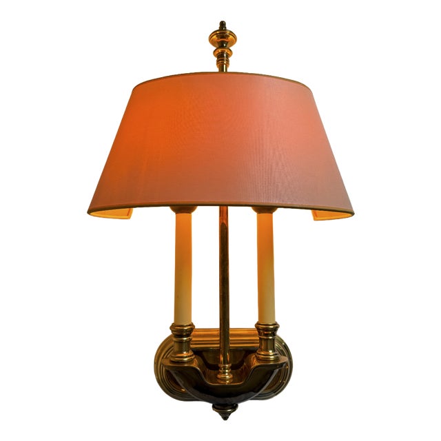 Vintage Neoclassical Brass Wall Lamp with Off-White Shade, 1970s For Sale