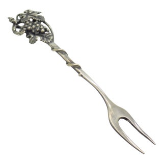 Vintage Italian Silver 800 Grape Cocktail Fork from Raspini, Arezzo, 2000s For Sale
