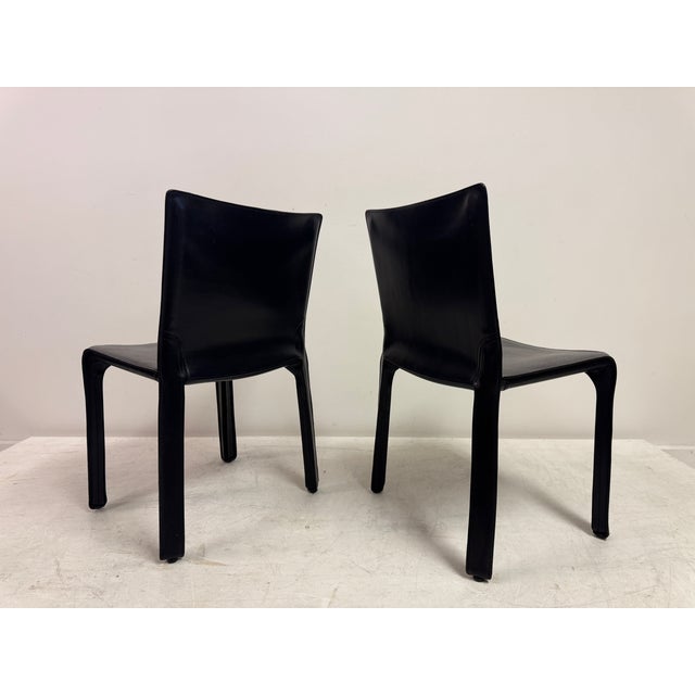 Vintage Black Leather Cab Dining Chairs by Mario Bellini for Cassina, 2000s, Set of 6 For Sale - Image 11 of 18