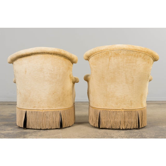 19th Century French Napoleon III Armchairs W/ Buttercream Ochre Velvet - A Pair For Sale - Image 18 of 18