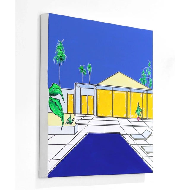 ''Palm House'' Contemporary House Portrait Acrylic Painting by Jonjo Elliott For Sale In Los Angeles - Image 6 of 9