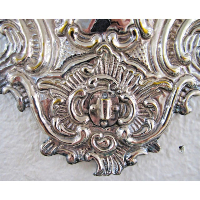 Late 19th Century Matched Pair of Blaker Baroque-Style Repousse Silver Plated Brass Candle Sconces For Sale - Image 9 of 11