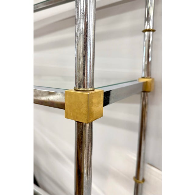 Metal Vintage Mid Century Chrome and Brass Etagere For Sale - Image 7 of 8