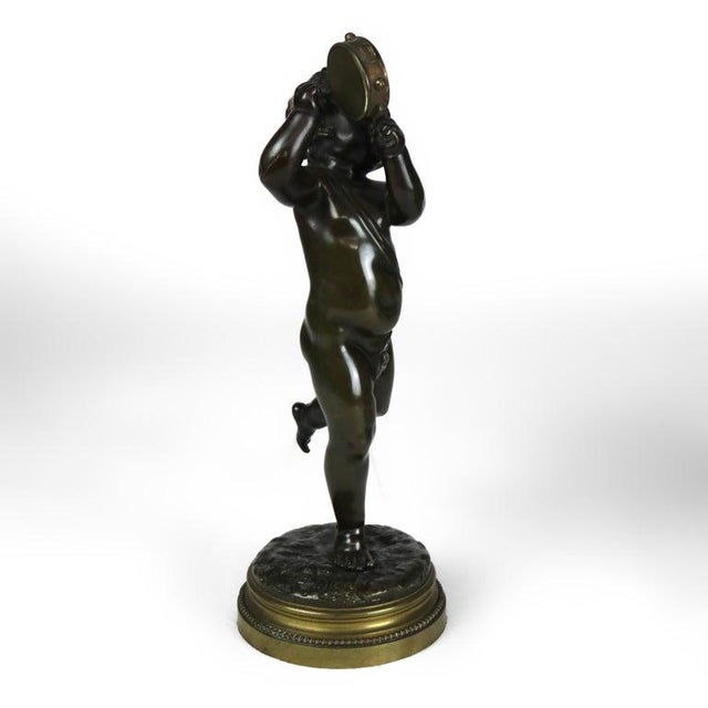 Metal Pair of Antique Clodion Bronze Cherub Musician Sculptures Signed C1880 For Sale - Image 7 of 12