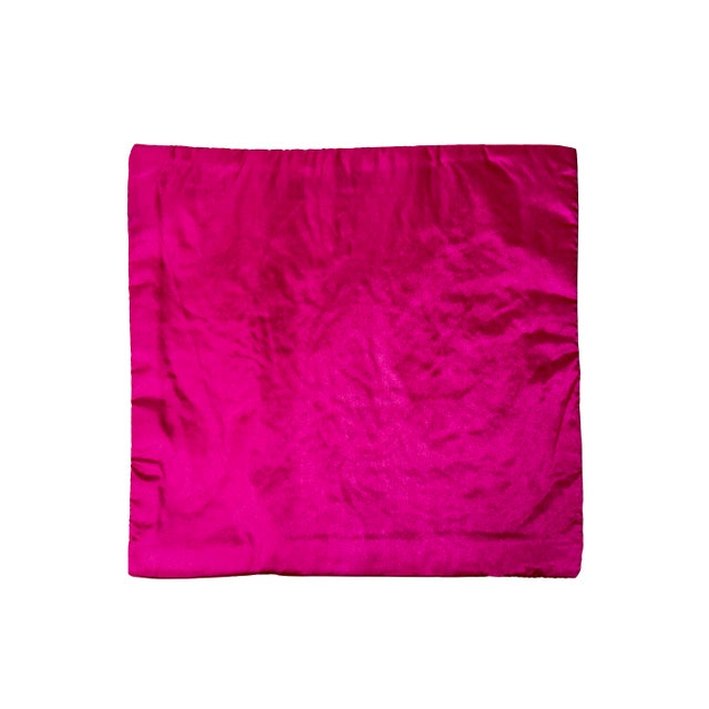 Magenta Asian Square Magenta Golden Dragon Bats Blossom Flower Fabric Display Art For Sale - Image 8 of 9