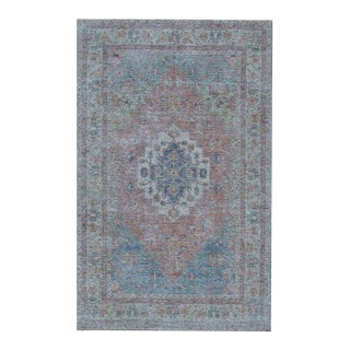 6x9 Coral Handwoven Wool Faded Medallion Classic Traditional Modern Carpet Rug For Sale