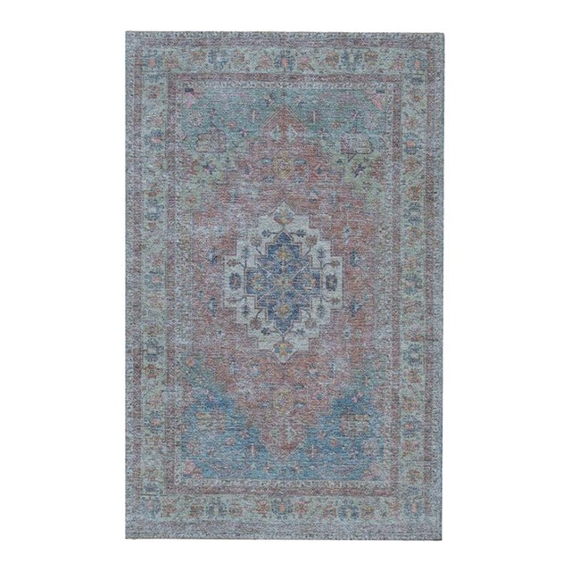 6x9 Coral Handwoven Wool Faded Medallion Classic Traditional Modern Carpet Rug For Sale