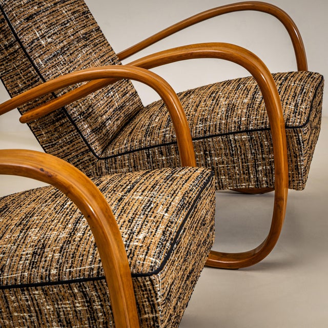 Art Deco Pair of H-269 Lounge Chairs by Jindřich Halabala, Czechia, 1930s For Sale - Image 3 of 6