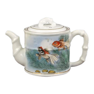 Chinese Vintage Porcelain Tea Pot China Famille Rose Porcelain Tea Pot Hand Painted Goldfish Pattern
